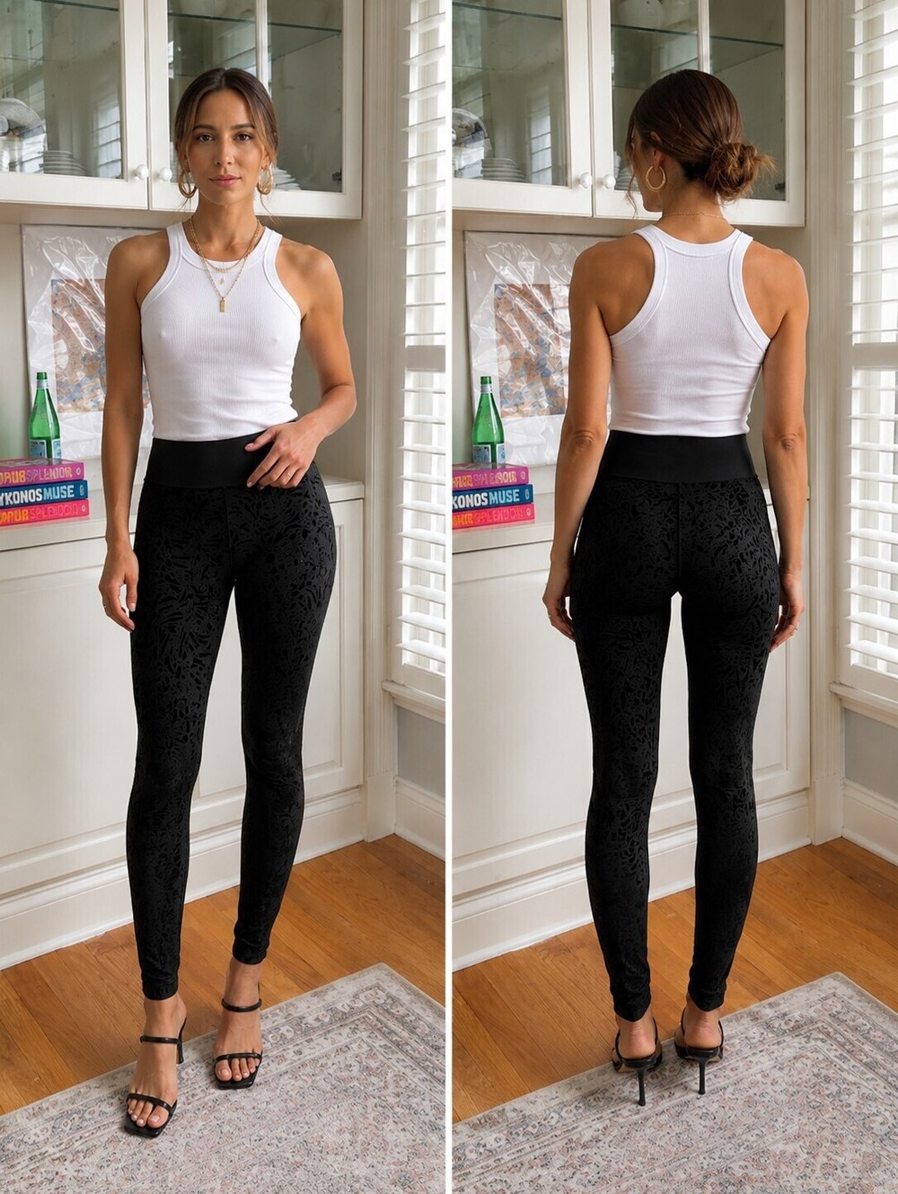 Zara Basic Velvet Burnout Animal Print Ankle-Zip Leggings Medium